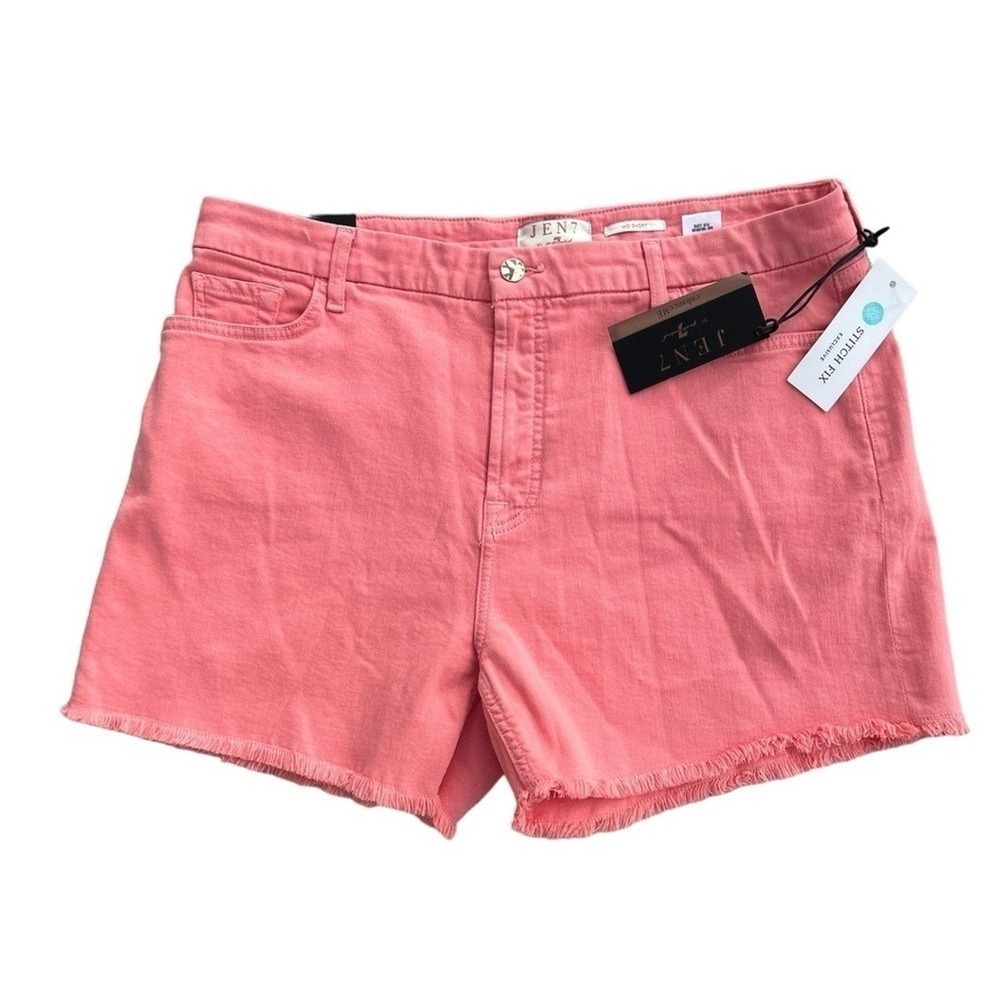 JEN7 by 7 For All Mankind Coral Frayed Hem Sculpting Panel iDenim Shorts Size16